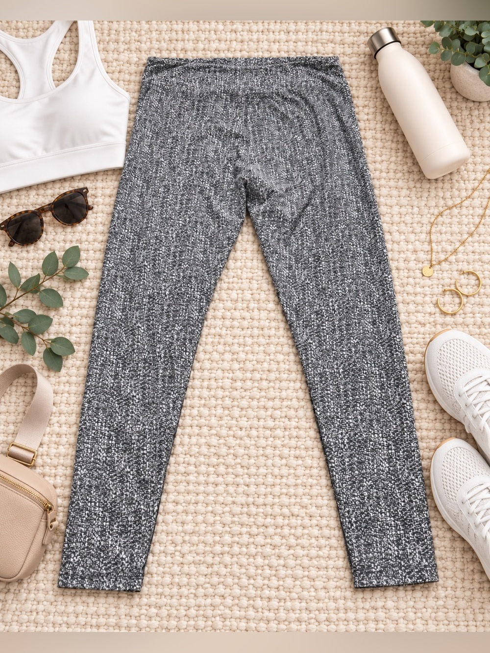 LuLaRoe TC Tall & Curvy Black White Heathered Leggings Buttery Soft